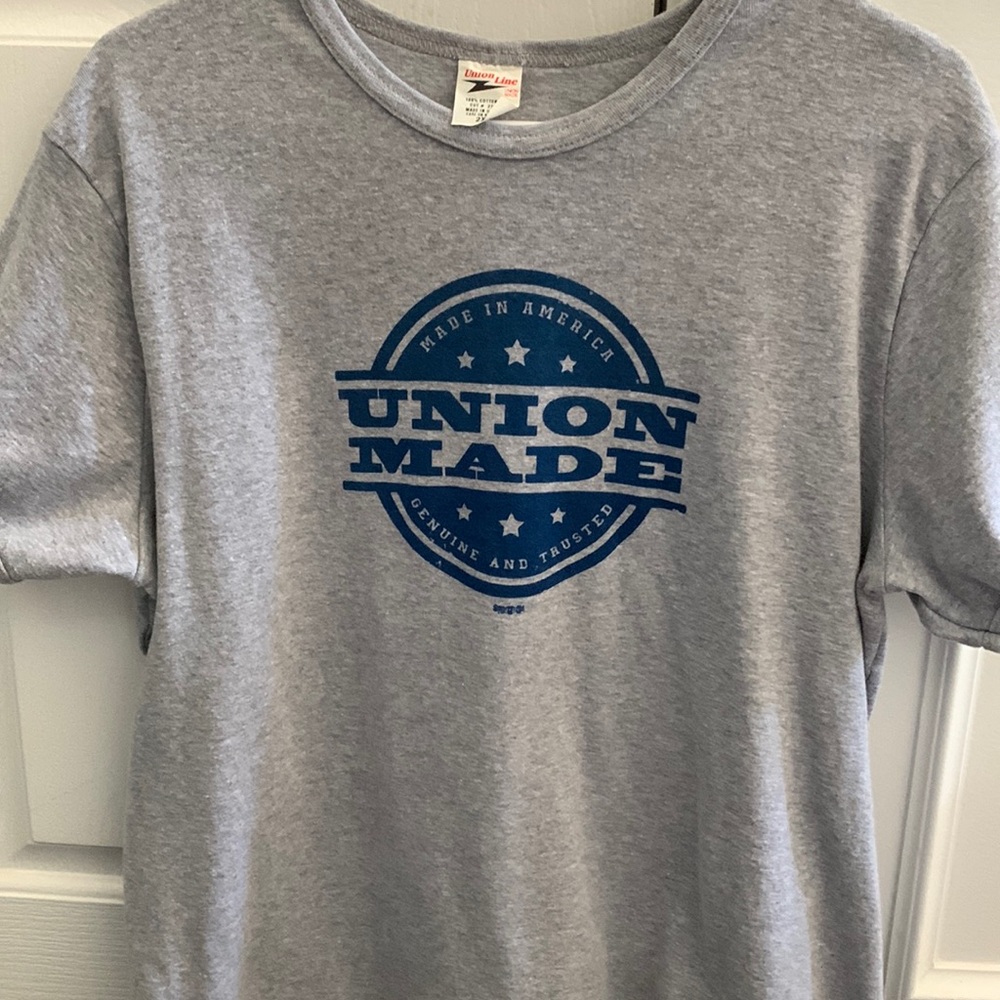Union Made Genuine Trusted Made in America Gray Union Line T Shirt Adult 2 XL